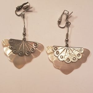 Silver and shell non pierced earrings